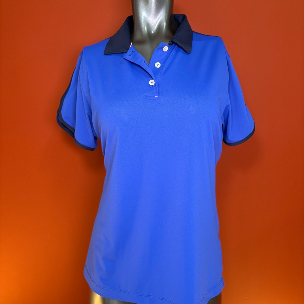 Peter Millar W’s Bright Blue Polo w/ Navy Stripes
